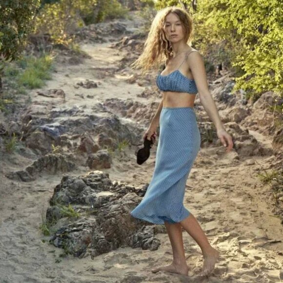 NWT Doen Blue Polka Dot Skirt Set Size S/M - Picture 2 of 6